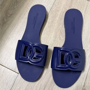 DG Blue Slide Sandals with Logo